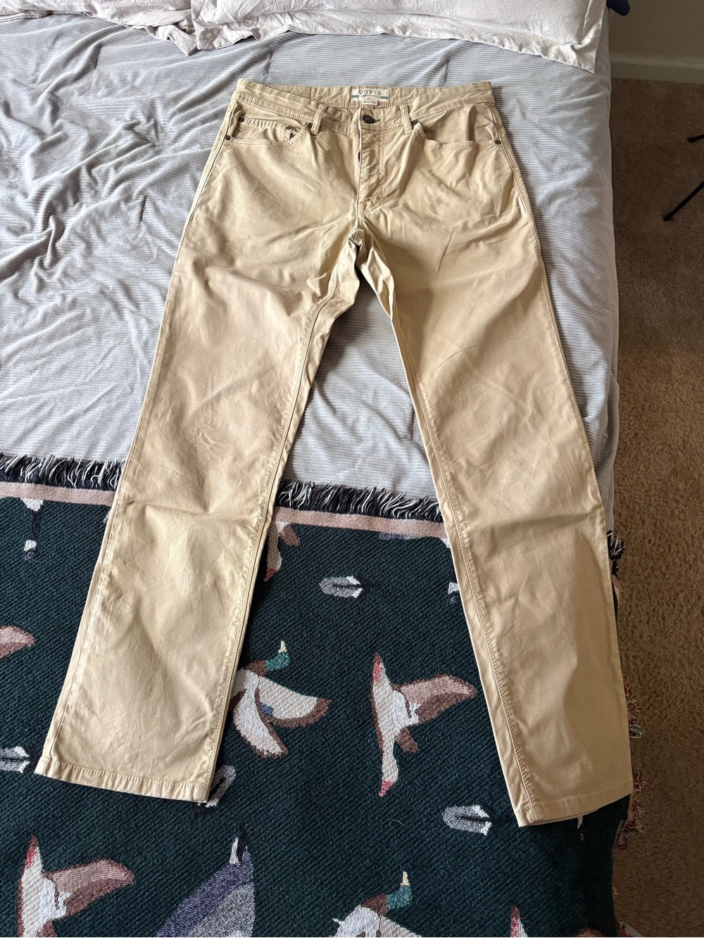 Orvis Men's Khaki Beige Chinos - Straight Fit
